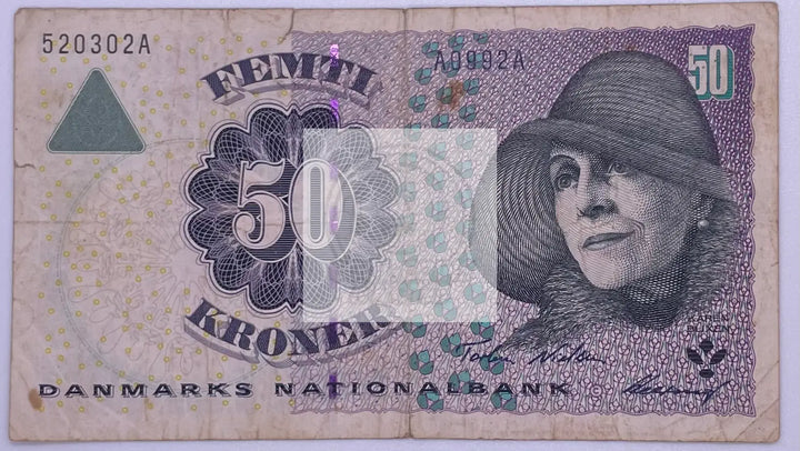 2000 Denmark 50 Kroner P-55b Banknote - Cool Coins & Notes