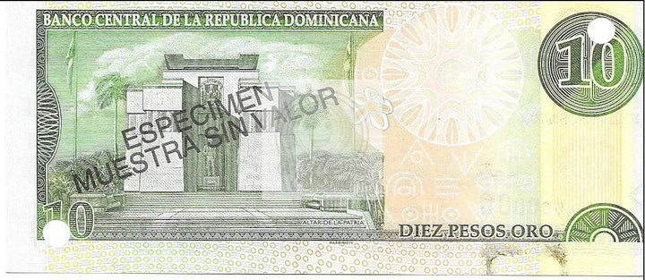 2000 Dominican Republic 10 Pesos Oro Specimen note KM:1 Banknote - Cool Coins & Notes