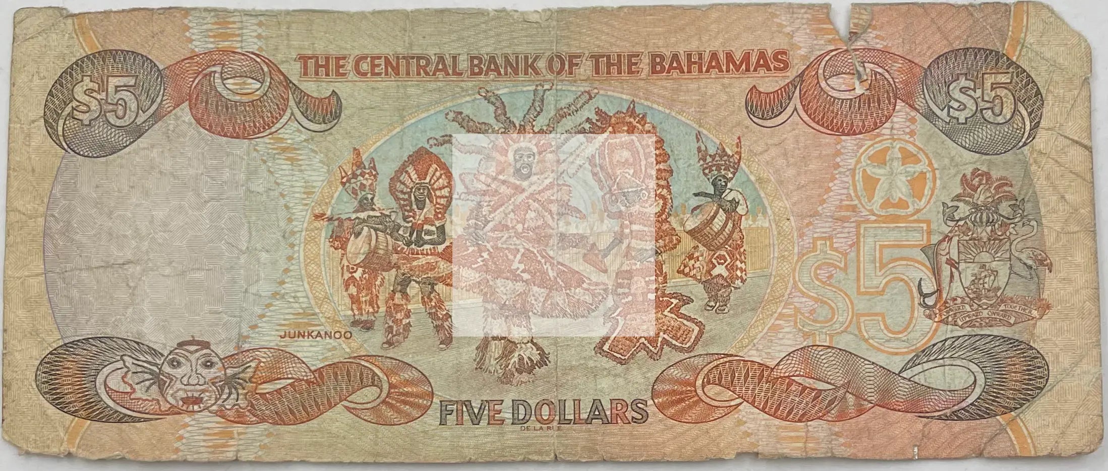2001 Bahamas $5 Dollars P-63A Scarce World Banknote - Cool Coins & Notes