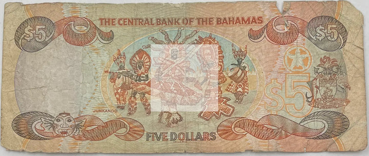 2001 Bahamas $5 Dollars P-63A Scarce World Banknote - Cool Coins & Notes