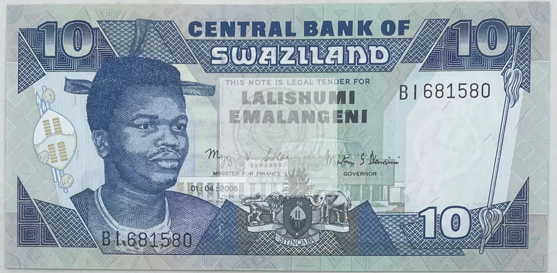 2001 Swaziland 10 Emanlangeni  P-29a UNC World Banknote - Cool Coins & Notes