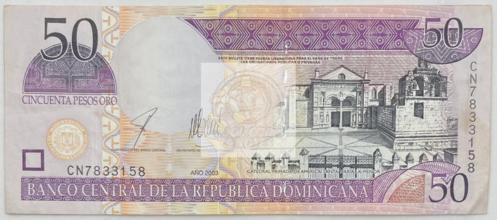 2003 Dominican Republic 50 Pesos Oro P-170c  Used World Banknote - Cool Coins & Notes