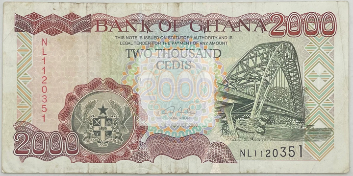 2003 Ghana 2,000 Cedis banknote P-33h currency note