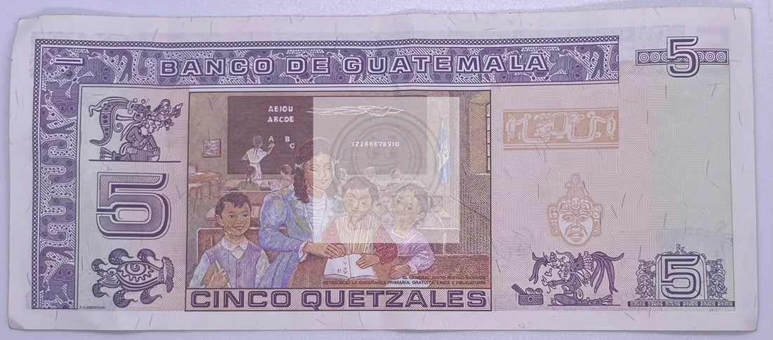 2003 Guatemala 5 Quetzales P-106a Banknote - Cool Coins & Notes