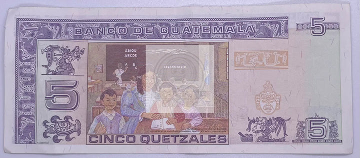2003 Guatemala 5 Quetzales P-106a Banknote - Cool Coins & Notes