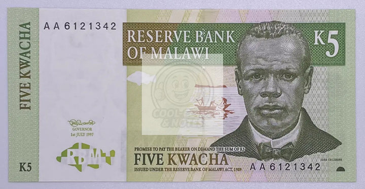 2004 Malawi 5 Kwacha P-36b UNC Banknote - Cool Coins & Notes