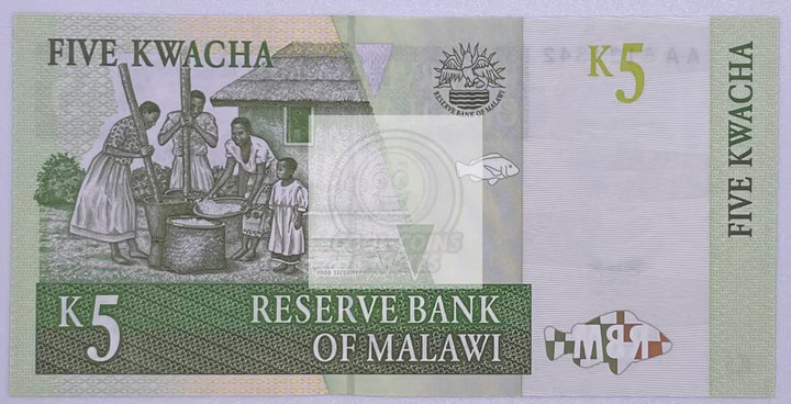 2004 Malawi 5 Kwacha P-36b UNC Banknote - Cool Coins & Notes