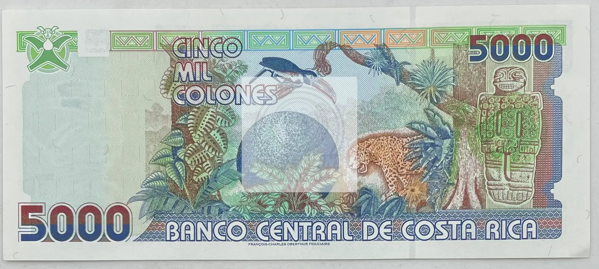 2005 Costa Rica 5,000 Colones uncirculated banknote featuring Alfredo González Flores and Poás Volcano illustration