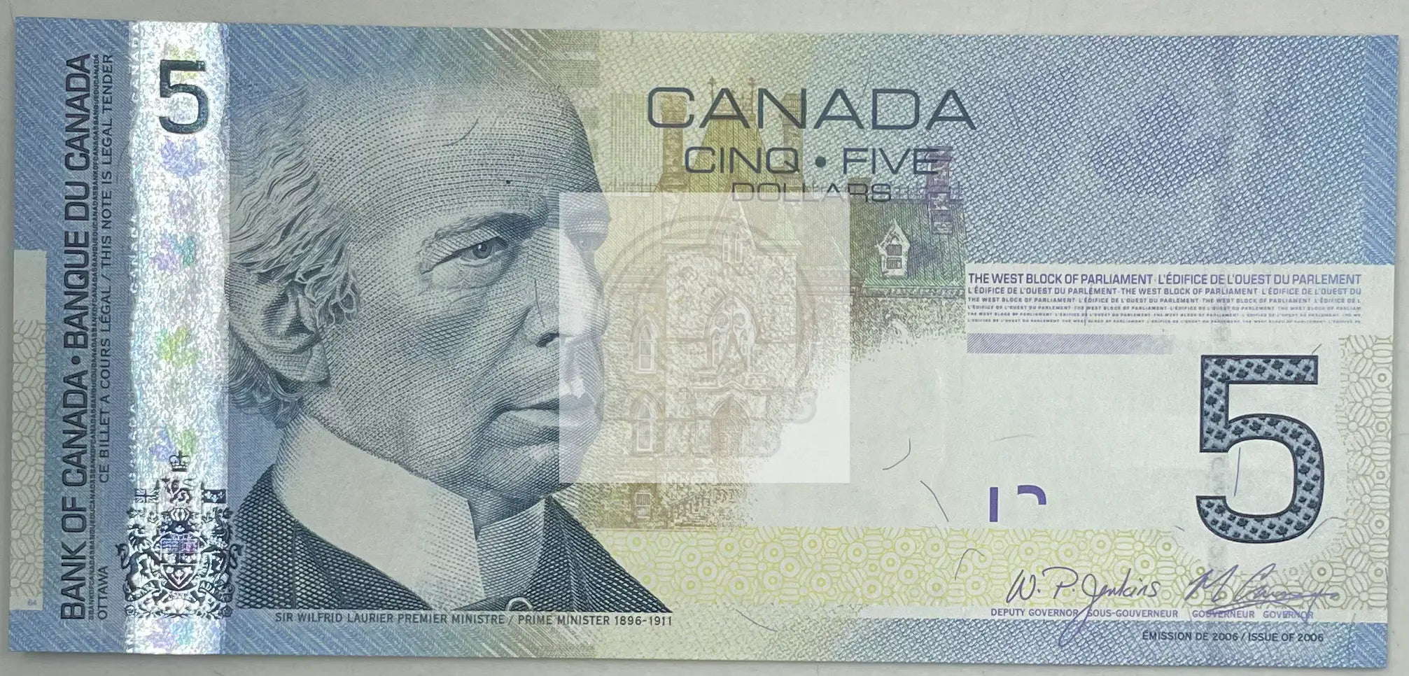 2006  Canada  $5 Dollars  P-101A  UNC Banknote - Cool Coins & Notes