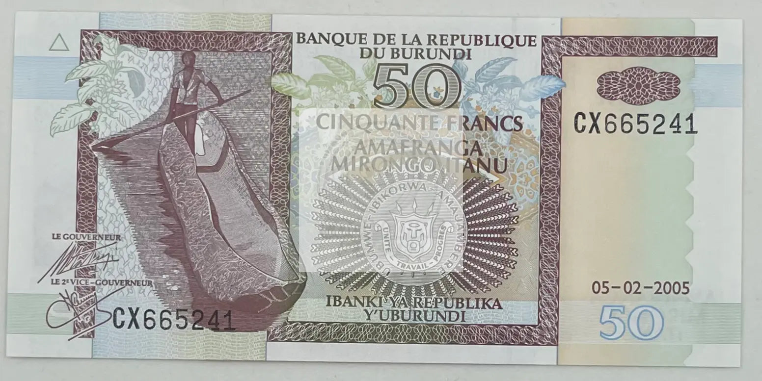 2007 Burundi 50 Francs P-36 UNC Banknote - Cool Coins & Notes