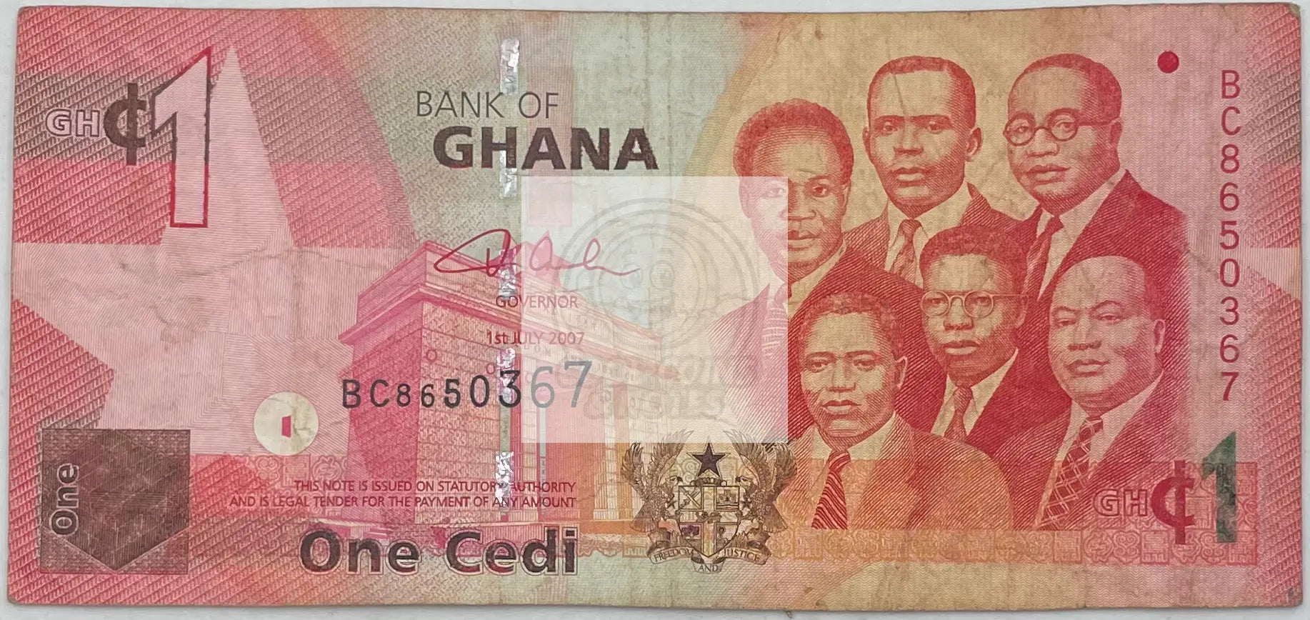 2007 Ghana 1 Cedi P-37a Used World Banknote - Cool Coins & Notes