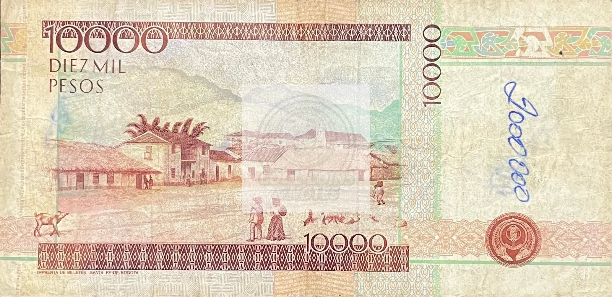 2008 Columbia 10,000 Pesos P-453 Circulated World Banknote Cool Coins & Notes 