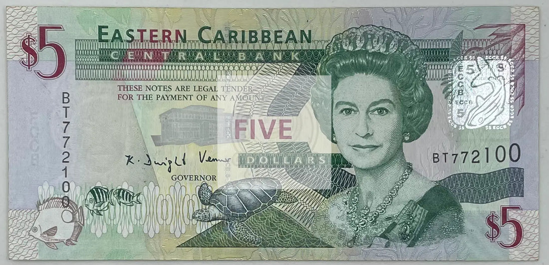 2008 East Caribbean States $5 Dollars P-47 Banknote - Cool Coins & Notes