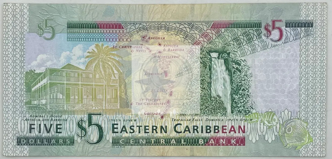 2008 East Caribbean States $5 Dollars P-47 Banknote - Cool Coins & Notes
