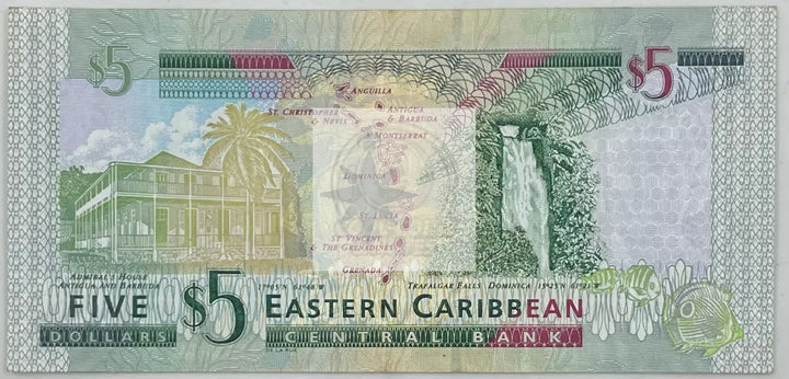 2008 East Caribbean States $5 Dollars P-47 Banknote - Cool Coins & Notes
