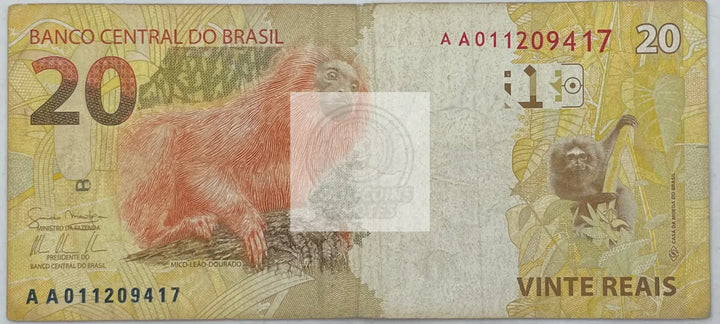 2010 Brazil 20 Reais P-255 World Banknote - Cool Coins & Notes