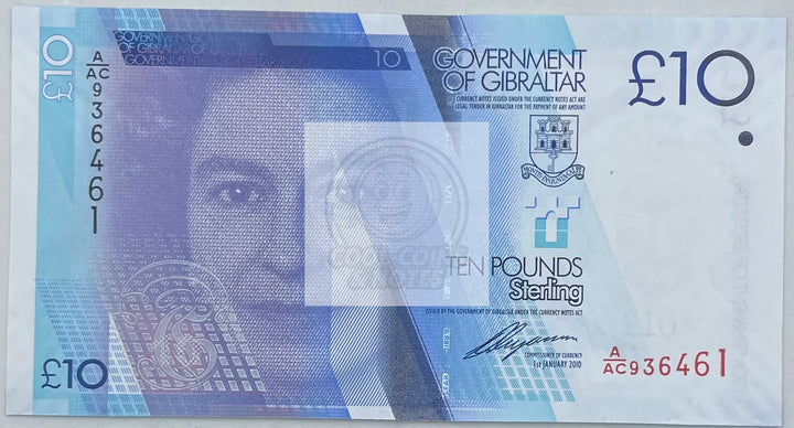 2010 Gibraltar 10 Pounds UNC World Banknote - Cool Coins & Notes