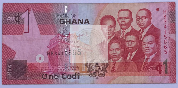 2015 Ghana 1 Cedi P-37f Banknote - Cool Coins & Notes