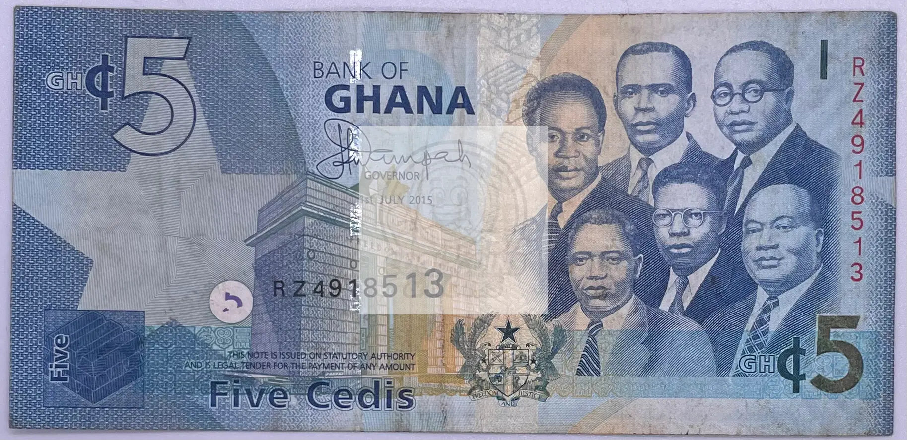 2015 Ghana 5 Cedis P38f Banknote - Cool Coins & Notes