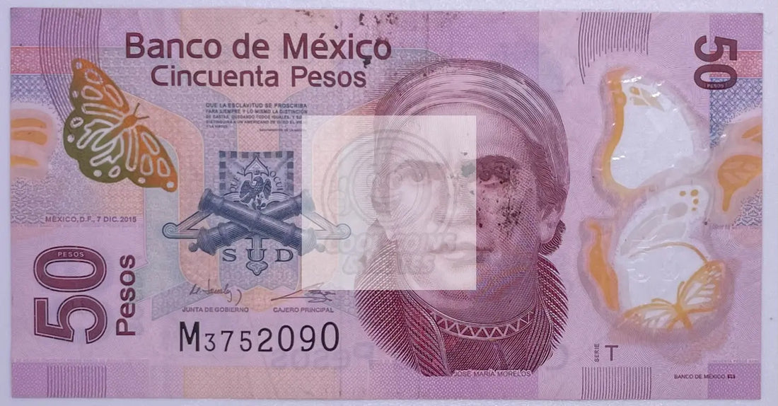 2015 Mexico 50 Pesos P-123 Polymer, UNC World Banknote - Cool Coins & Notes