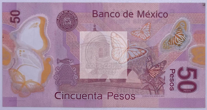 2015 Mexico 50 Pesos P-123 Polymer, UNC World Banknote - Cool Coins & Notes