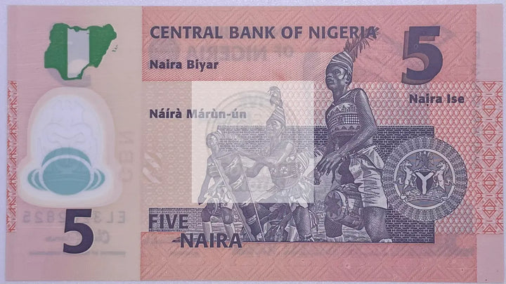 2016 Nigeria 5 Naira Polymer P-38g UNC Banknote - Cool Coins & Notes