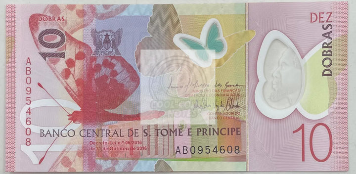 2016 S. Tome E Principe 10 Dobras  Polymer P-71  UNC Banknote - Cool Coins & Notes