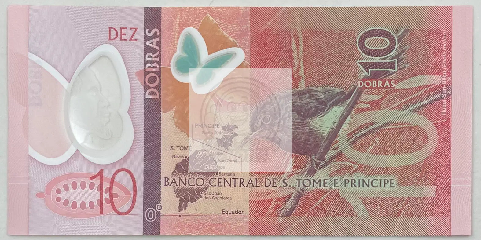 2016 S. Tome E Principe 10 Dobras  Polymer P-71  UNC Banknote - Cool Coins & Notes