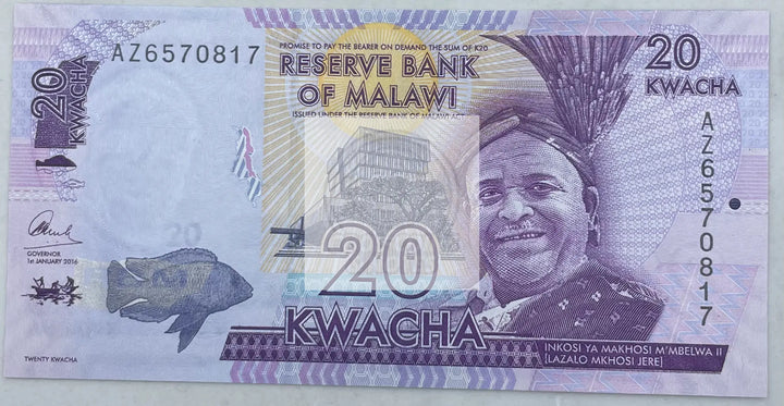 2017 Malawi 20 Kwacha UNC World Banknote - Cool Coins & Notes