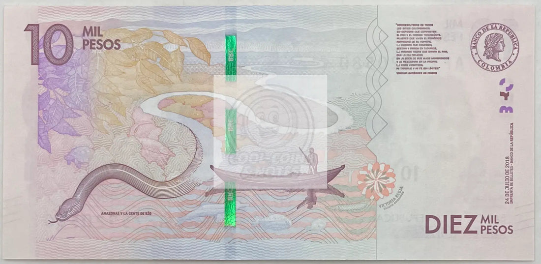 2019 Columbia 10,000 Pesos  UNC World Banknote - Cool Coins & Notes