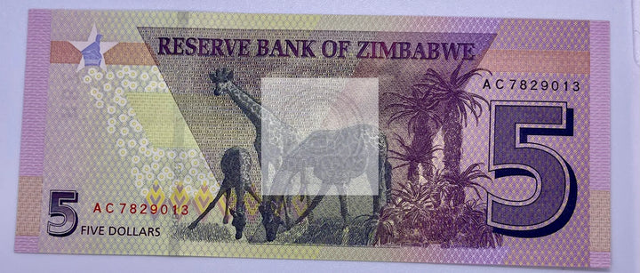 2019 $5 DOLLARS ZIMBABWE CURRENCY UNC BANKNOTE NOTE MONEY BANK BILL CASH AFRICA - Cool Coins & Notes