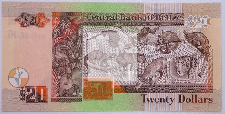 2020 Belize $20 P-69 UNC Banknote - Cool Coins & Notes