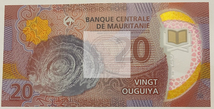 2020 Mauritania 20 Ouguiya P-A22 UNC Polymer World Banknote - Cool Coins & Notes