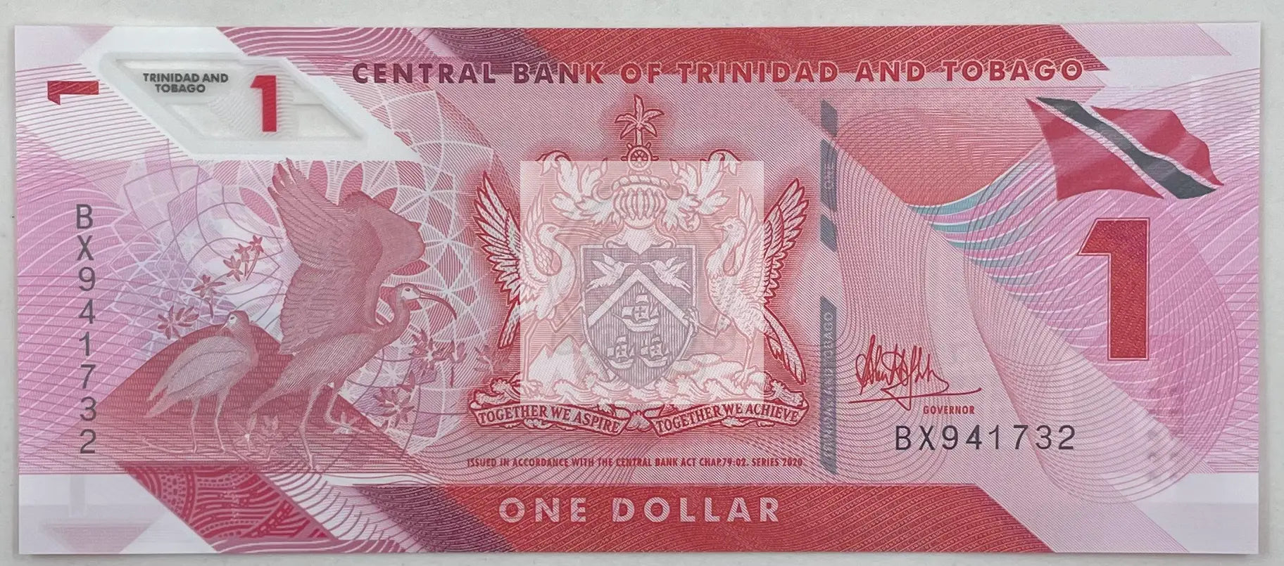 2020 Trinidad and Tobago 5 Dollars polymer banknote UNC with Kamla Persad-Bissessar portrait and Red House illustration