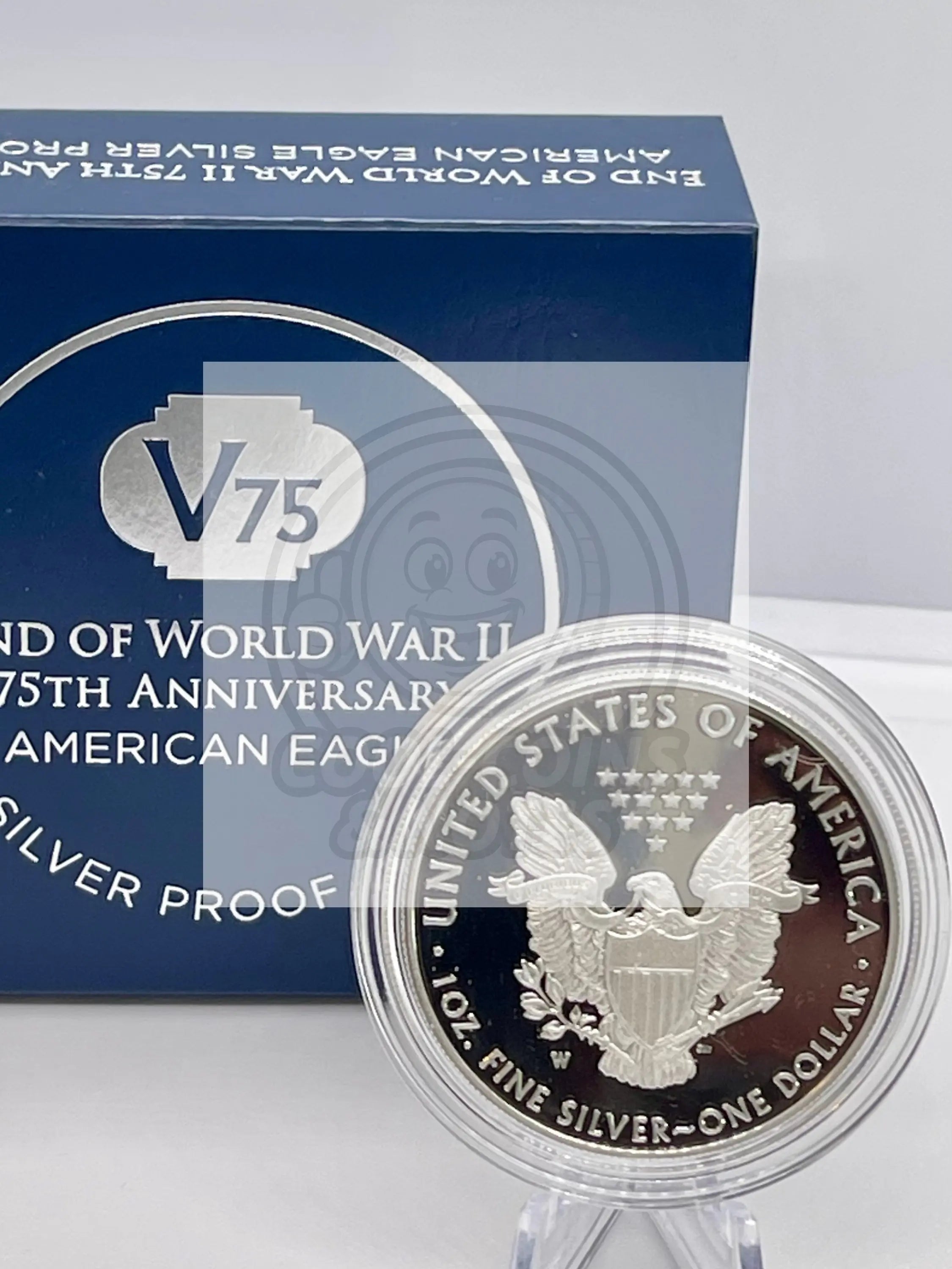 2020 W PROOF SILVER EAGLE WORLD WAR II V75 PRIVY IN OGP 75,000 MINTED SM106 - Cool Coins & Notes