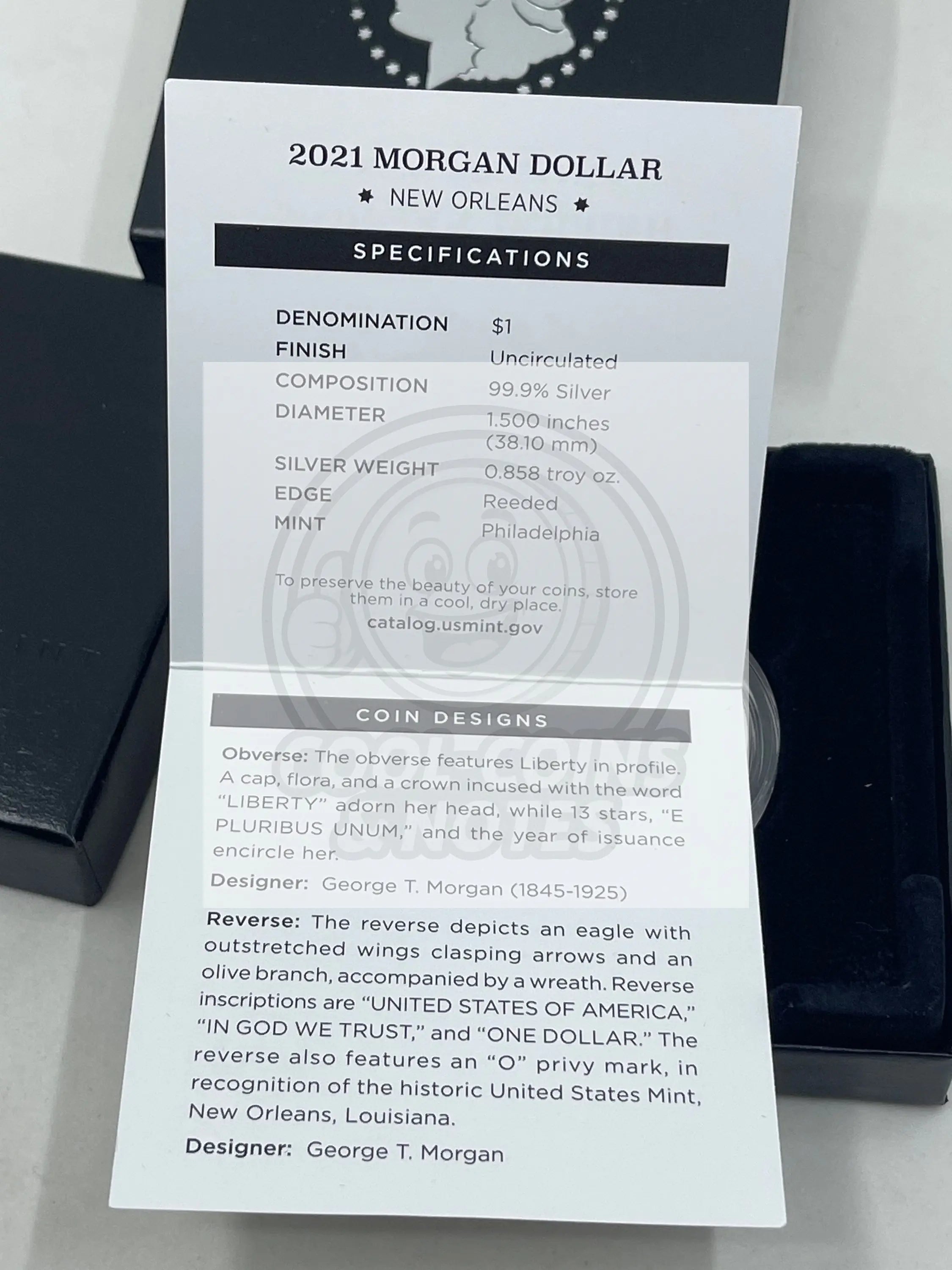 2021-O Morgan Silver Dollar New Orleans In OGP Coin - Cool Coins & Notes