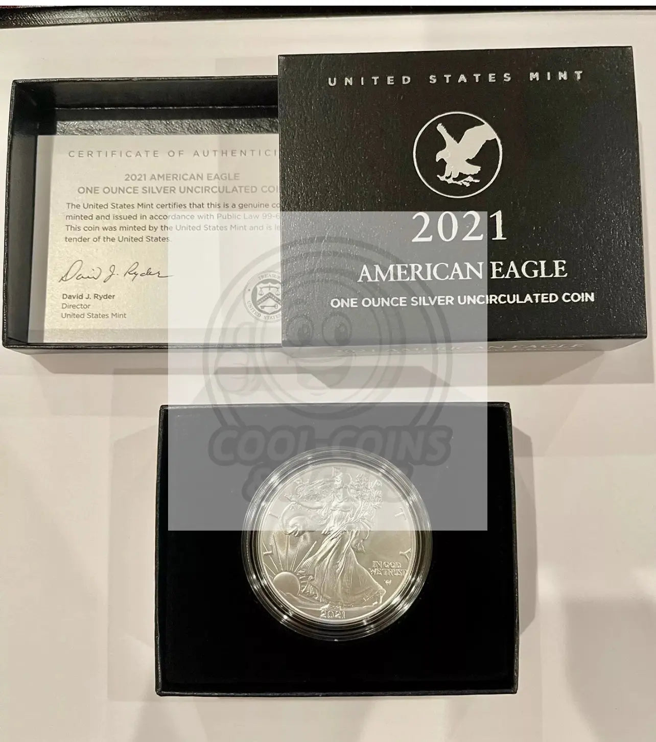 2021 W  SILVER EAGLE PROOF DOLLAR US Mint Coin with Box and COA SM141 - Cool Coins & Notes