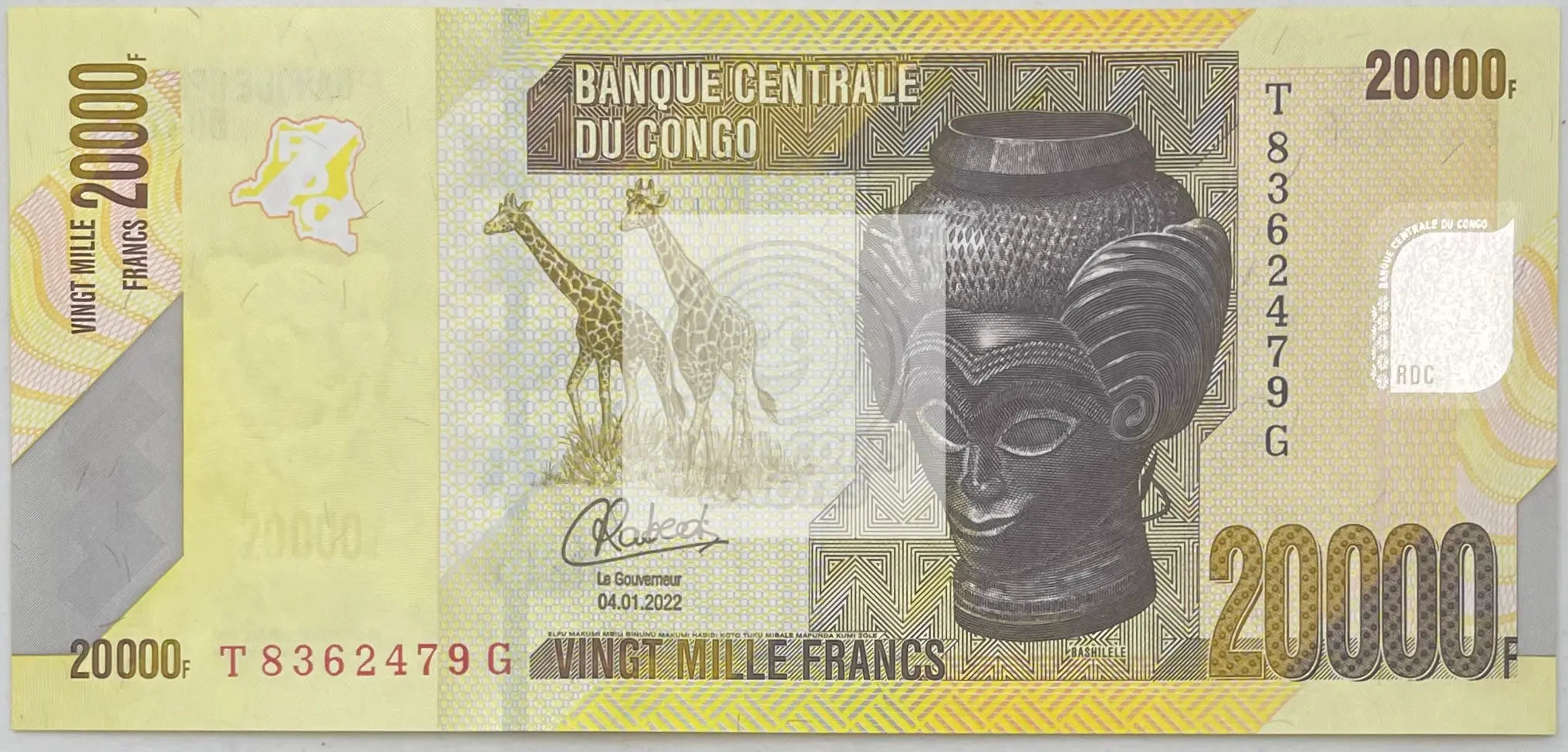 2022 Congo 20,000 Francs UNC World Banknote - Cool Coins & Notes