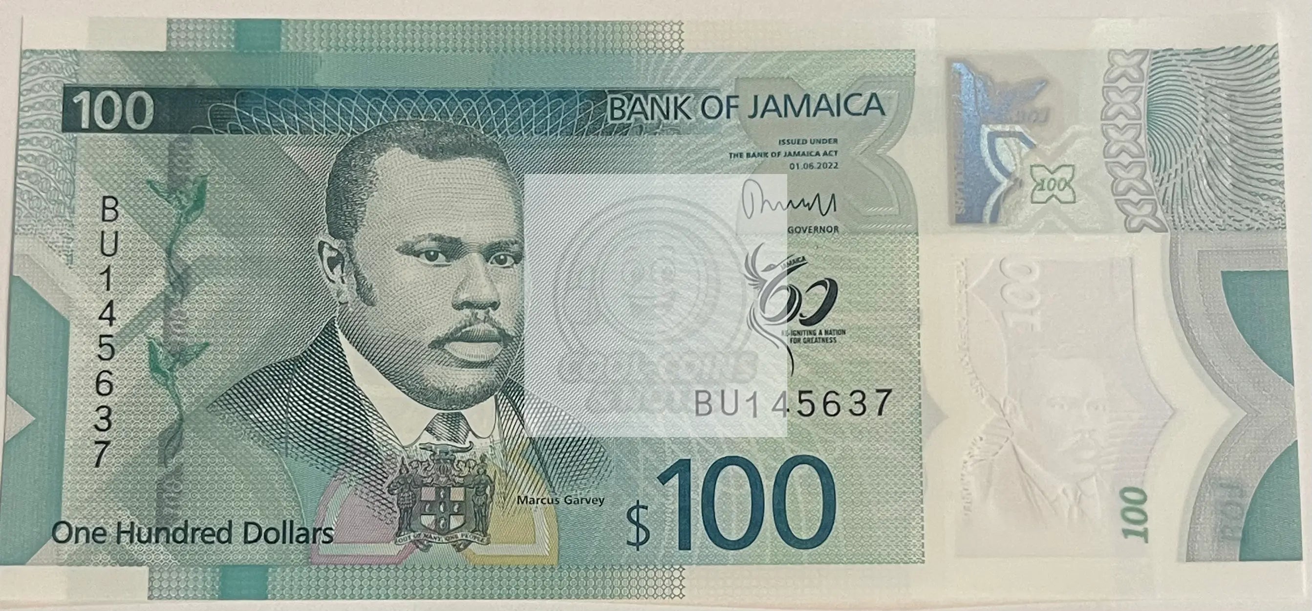 2022 Jamaica $100 Dollars P-97 UNC Commemorative Polymer World Banknote - Cool Coins & Notes
