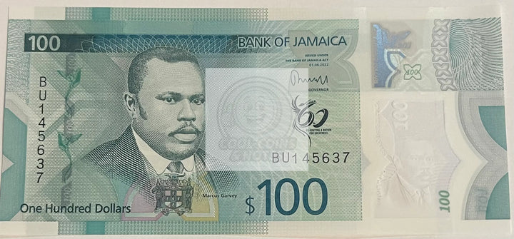2022 Jamaica $100 Dollars P-97 UNC Commemorative Polymer World Banknote - Cool Coins & Notes
