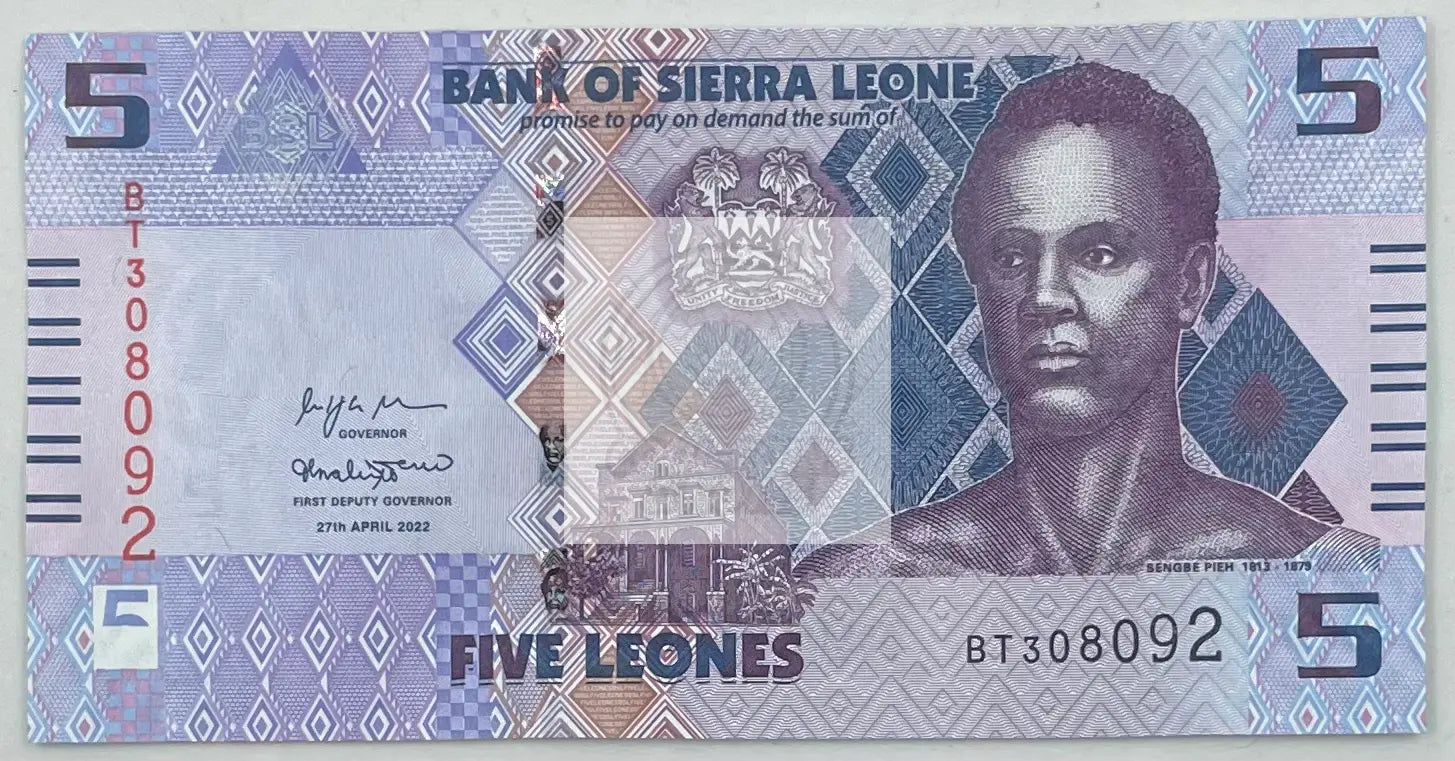 2022 Sierra Leone 5 Leones  P-36  UNC Banknote - Cool Coins & Notes