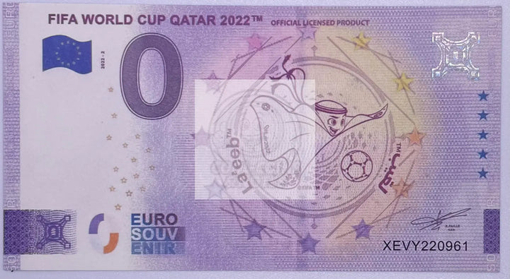 2022 $0 Euro FIFA World Cup Qatar Banknote UNC - Cool Coins & Notes