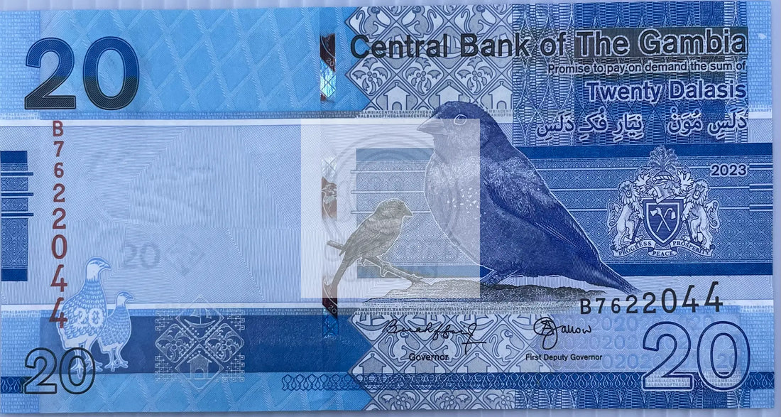 2023 Gambia 20 Dalasis P-39c UNC World Banknote - Cool Coins & Notes