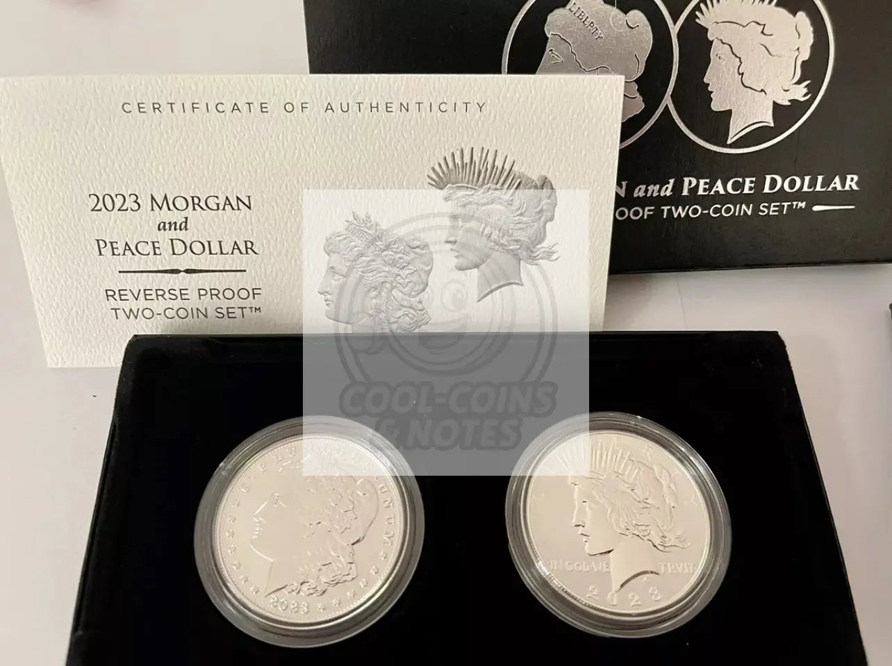 2023-S Reverse Proof $1 Morgan and Peace Silver Dollar 2pc Set Box  SM139 - Cool Coins & Notes