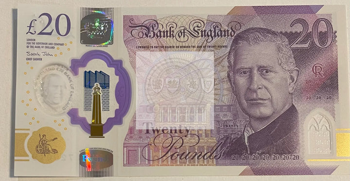 2024 England 20 Pounds P-403 UNC Polymer Sterling World Banknote - Cool Coins & Notes