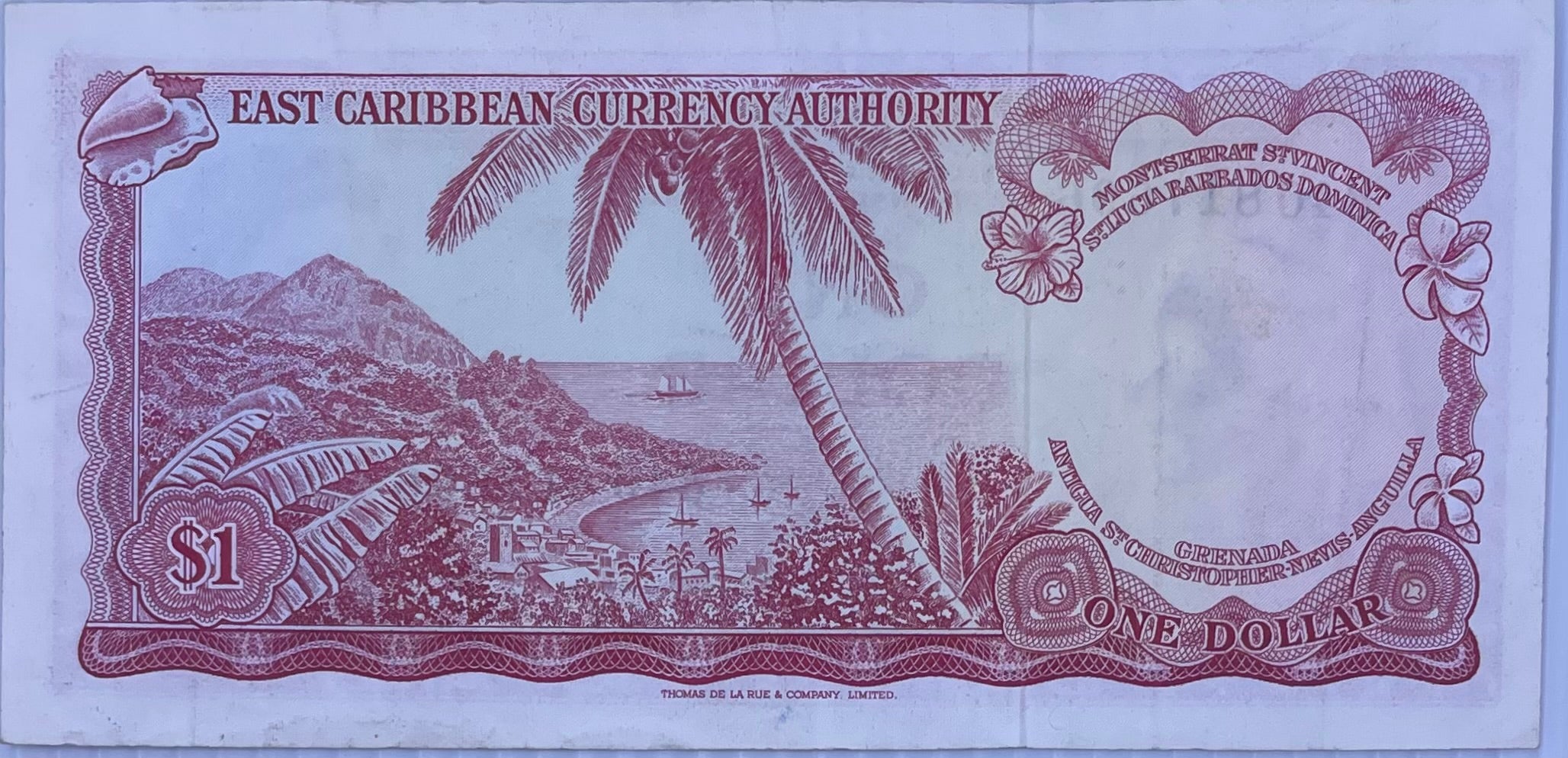 East Caribbean States 1 Dollar 1965 Pick #13k, Used Banknote