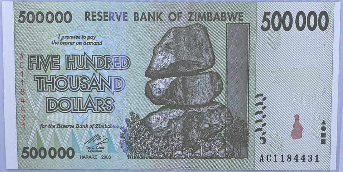 2008 Zimbabwe $500,000 Dollars P-76 UNC World Banknote