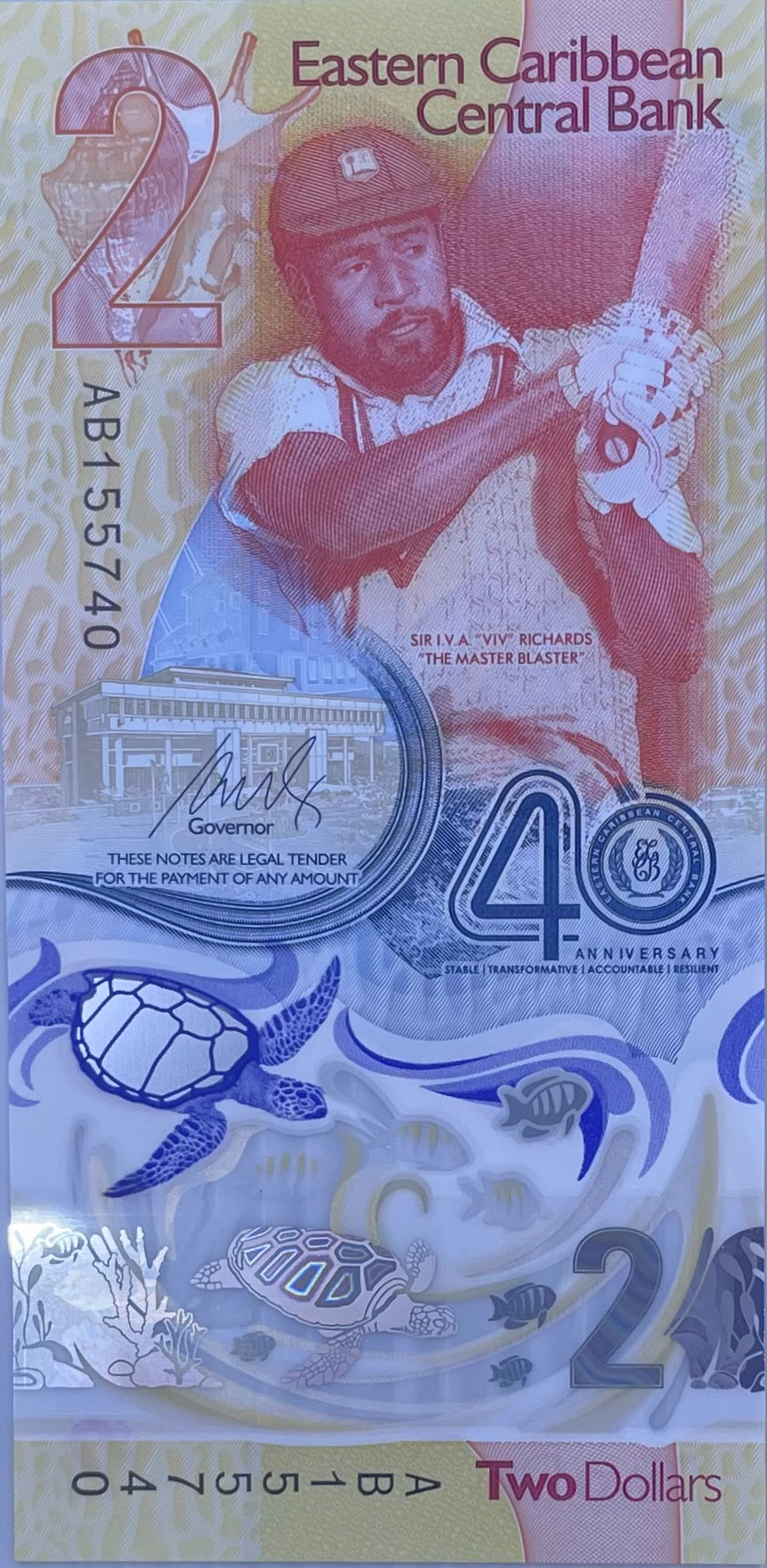 East Caribbean States 2 Dollars  2023 P-61 UNC, Commemorative, Polyme