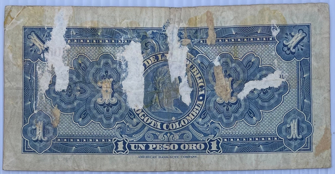 1950 Columbia 1 Peso P-380 Circulated World Banknote