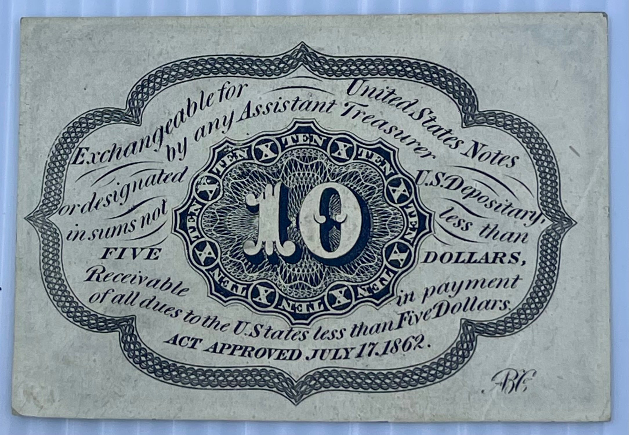 USA 1862 10 Cents P-98d AU, World Banknote